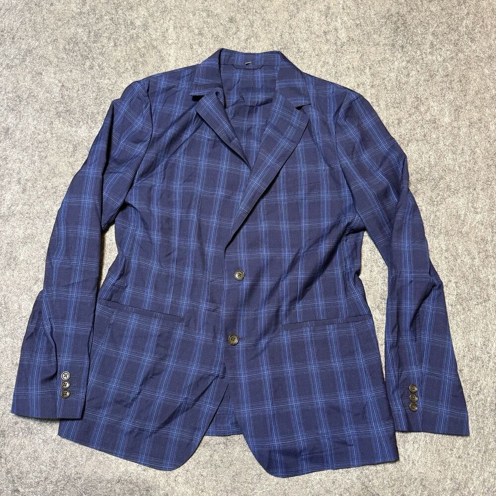 Bonobos Tollegno 1900 Mens Wool Shacket Jacket Blazer Size 42r Blue Plaid Italy